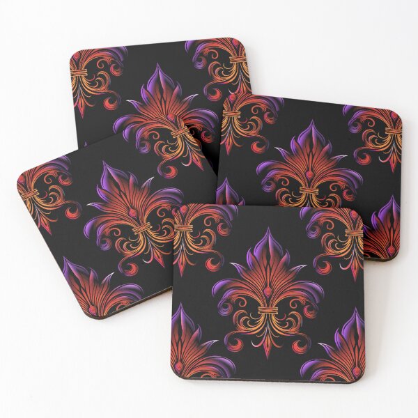Item preview, Fleur de Lis Pattern: Red/Purple/Orange designed and sold by muskitt.
