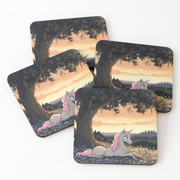 Item preview, Magical Pink Unicorn Fantasy Meadow Sunset Art designed and sold by Monascreativeempire.