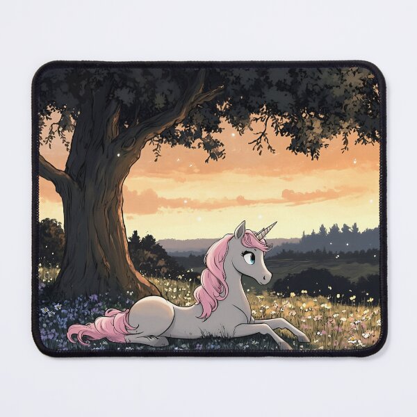 Item preview, Magical Pink Unicorn Fantasy Meadow Sunset Art designed and sold by Monascreativeempire.
