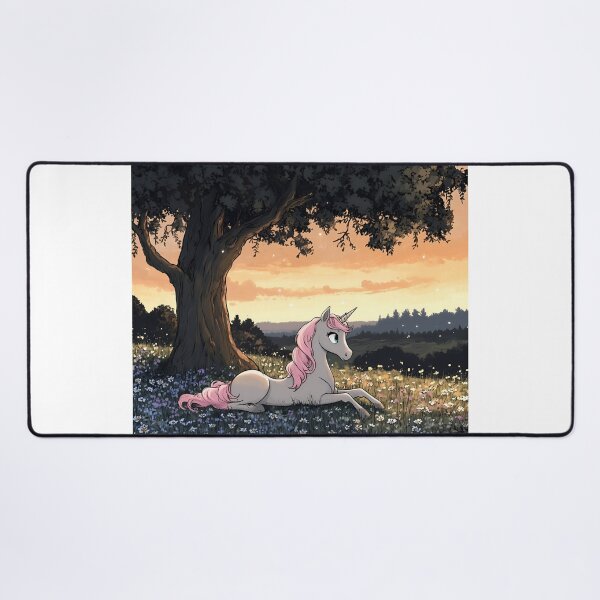 Item preview, Magical Pink Unicorn Fantasy Meadow Sunset Art designed and sold by Monascreativeempire.