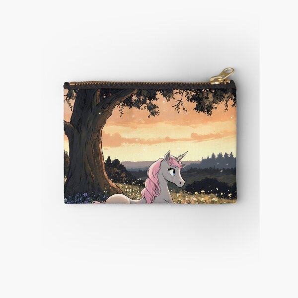 Item preview, Magical Pink Unicorn Fantasy Meadow Sunset Art designed and sold by Monascreativeempire.