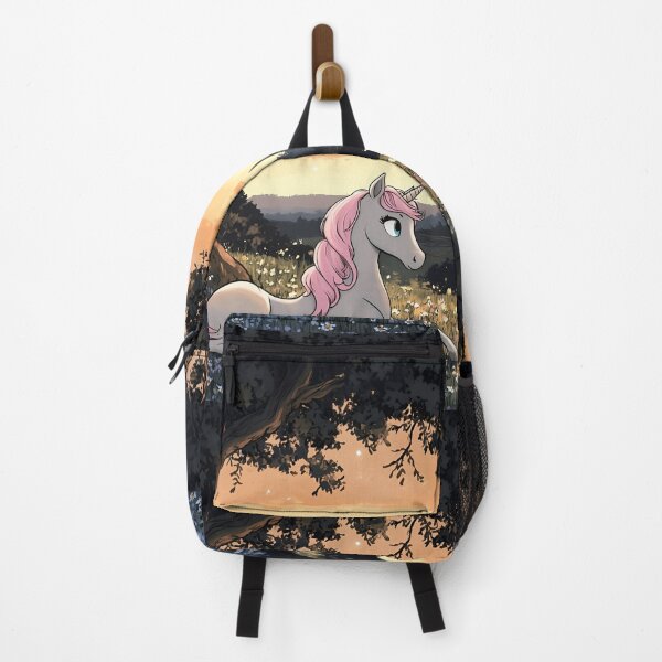 Item preview, Magical Pink Unicorn Fantasy Meadow Sunset Art designed and sold by Monascreativeempire.