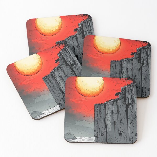 Item preview, Abstract futuristic mountains and red sun art design designed and sold by Senpaiwaves.