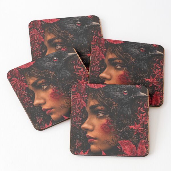 Item preview, Abstract futuristic woman and crow art design designed and sold by Senpaiwaves.