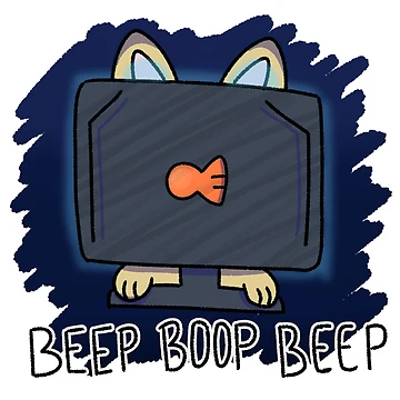 Artwork thumbnail, Computer Coding Cat! Sticker by MintNinja17