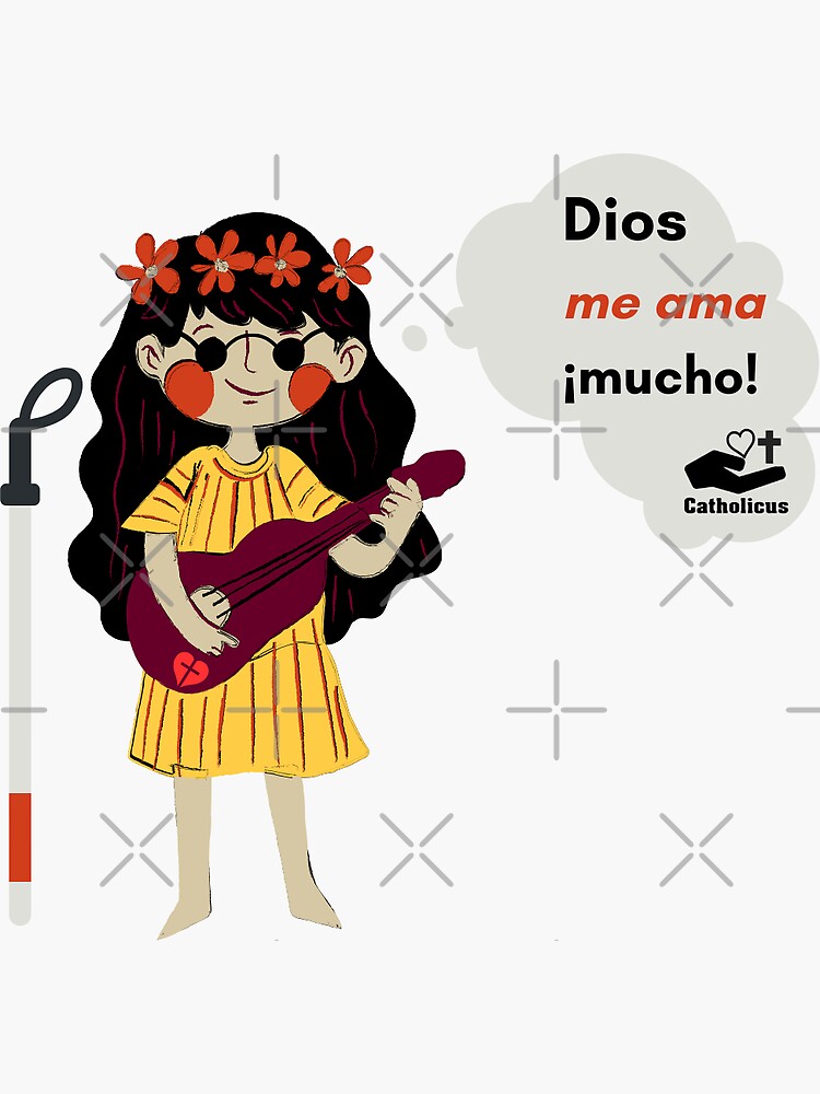 Thumbnail 3 of 3, Sticker, Una muchacha como yo y su ukulele designed and sold by Catholicus.