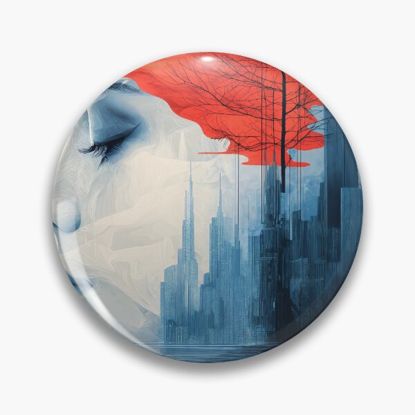 Item preview, Abstract futuristic woman and city art design designed and sold by Senpaiwaves.