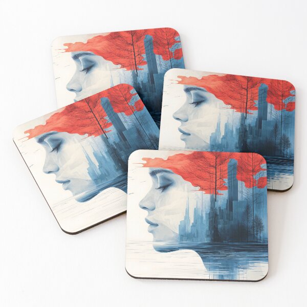 Item preview, Abstract futuristic woman and city art design designed and sold by Senpaiwaves.