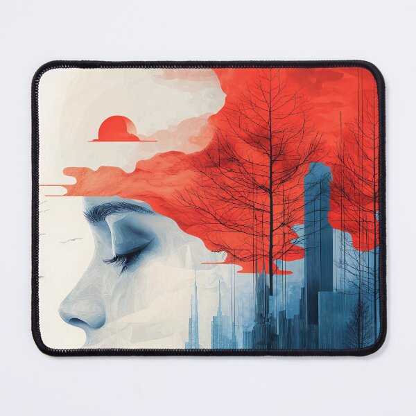 Item preview, Abstract futuristic woman and city art design designed and sold by Senpaiwaves.