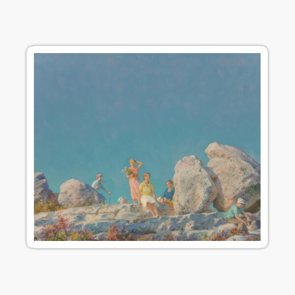 Item preview,  Picnic by the Balanced Boulders - Charles Courtney Curran. Oil on canvas laid on Masonite designed and sold by The Nouveau Chateau.