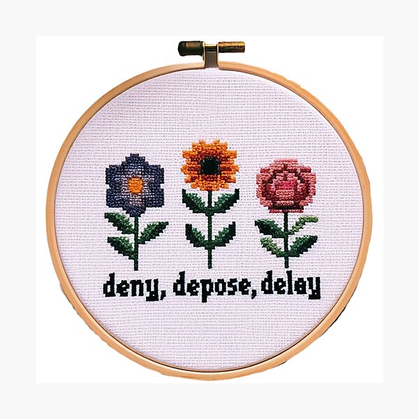 Item preview, Deny, Depose, Delay Cross Stitch designed and sold by BBNRGY.