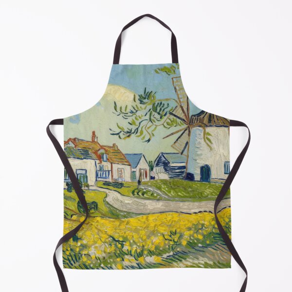 Item preview, French Spring Village Scene with Windmill and Blossoming Trees – Van Gogh Inspired designed and sold by CARRAANN.