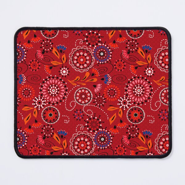 Item preview, Bright red scarlet traditional ethnic folklore pattern designed and sold by fuzzyfox.
