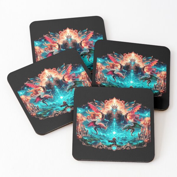 Item preview, Powerful Magician Summoning Dragons in a Mystical Landscape with Glowing Magic Circle designed and sold by KreaDesignOne.