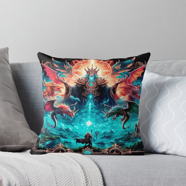 Item preview, Powerful Magician Summoning Dragons in a Mystical Landscape with Glowing Magic Circle designed and sold by KreaDesignOne.