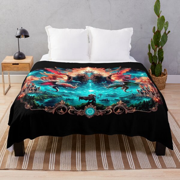 Item preview, Powerful Magician Summoning Dragons in a Mystical Landscape with Glowing Magic Circle designed and sold by KreaDesignOne.