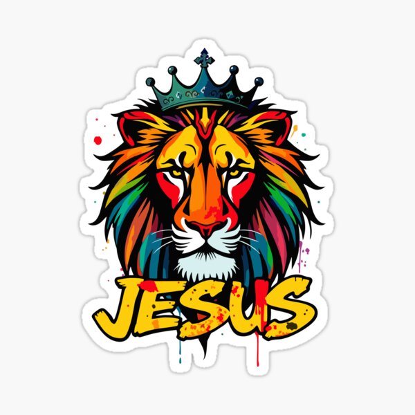 Exclusive Lion Crown & Jesus Art – Christianity Sticker