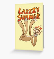 Sleepy sloth yawning and enjoying a lazy summer Greeting Card