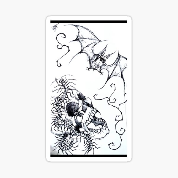 Aperçu de l'œuvre Chauve-souris effrayante et crâne de vampire créée et vendue par spooky-boy-art.