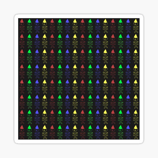 Hat Man and Silly Man, Tiled Multicolour Sticker