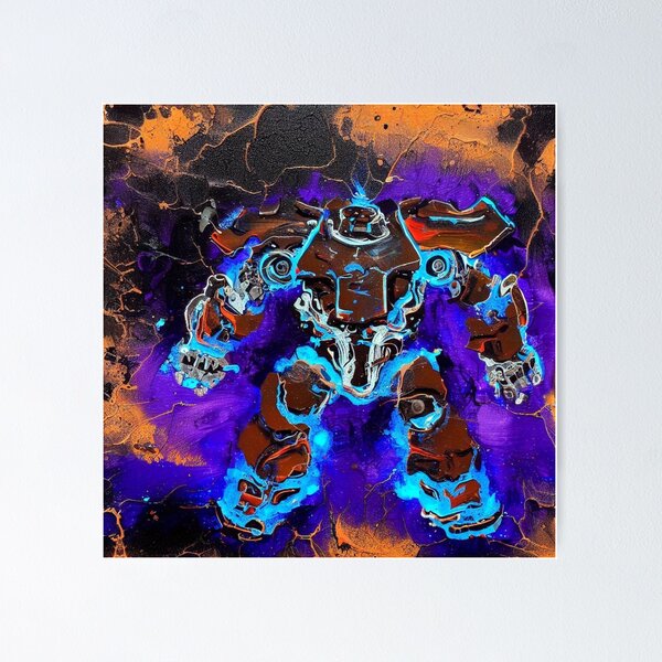 Item preview, Mech Robot Acrylic Pour Painting 066 designed and sold by Paws Of Aries.