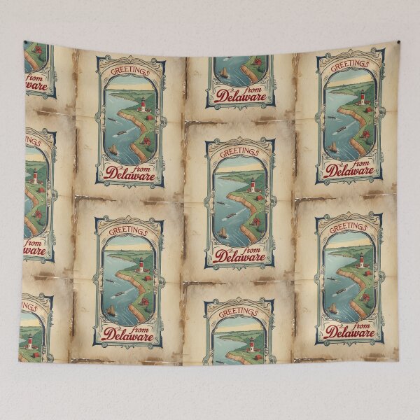 Item preview, Delaware USA Vintage Travel Retro Postcard Design designed and sold by TravelPostcardGems.
