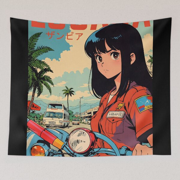 Item preview, Lusaka Zambia Cute Retro Anime Girl 80s Vintage Travel designed and sold by Retro-Anime9.