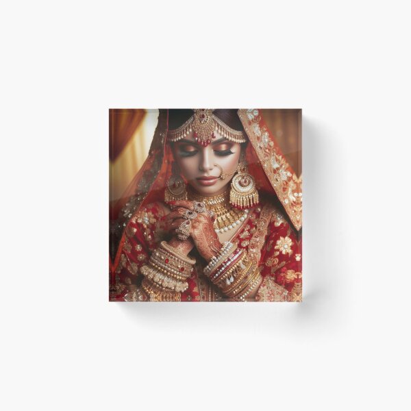 Item preview, Indian Bride in Red Lehenga designed and sold by kharatsuchita.