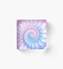 Striped Pastel Spiral in Pink, Blue and Purple Acrylic Block