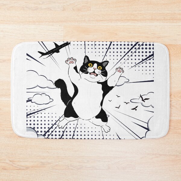 Item preview, Super Cat in Action – Funny Tuxedo Cat Skyfall designed and sold by shopfindingbeni.