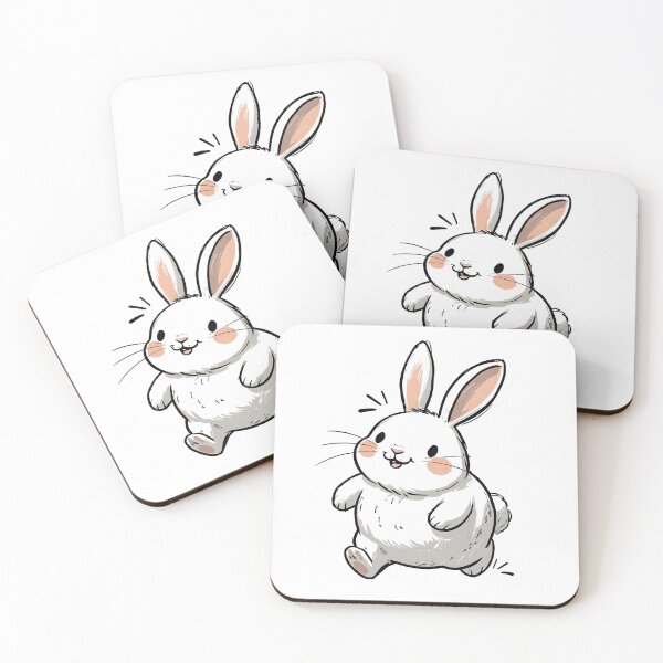 Item preview, A unique t-shirt design with a black ink graphic in a minimalist black and white style, featuring a cute, chubby bunny happily running and playing. Perfect as a gift for people of all ages designed and sold by postprocess.