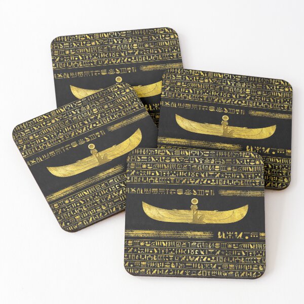 Item preview, Golden Egyptian God Ornament on black leather designed and sold by Nartissima.