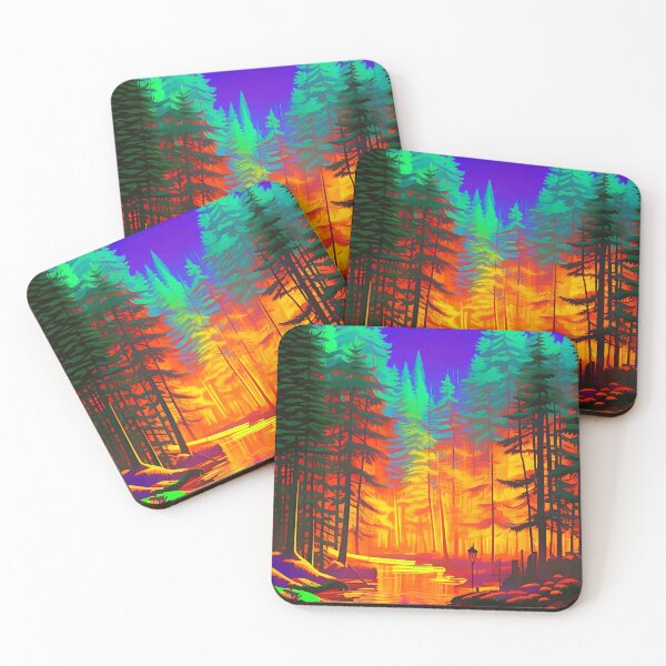 Item preview, The Neon Mirage, Forest Trees Nature, Eclectic Electric Pop Art, Colorful Bright Contemporary Modern designed and sold by 83oranges.com.