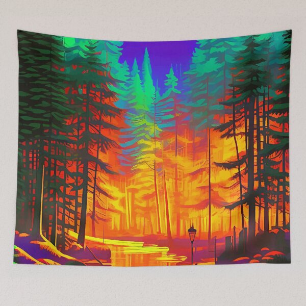 Item preview, The Neon Mirage, Forest Trees Nature, Eclectic Electric Pop Art, Colorful Bright Contemporary Modern designed and sold by 83oranges.com.