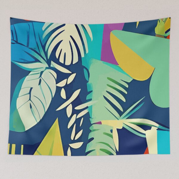 Item preview, Tropical Wilderness, Abstract Botanical Jungle Plants, Pop of Color Eclectic Shapes Nature designed and sold by 83oranges.com.