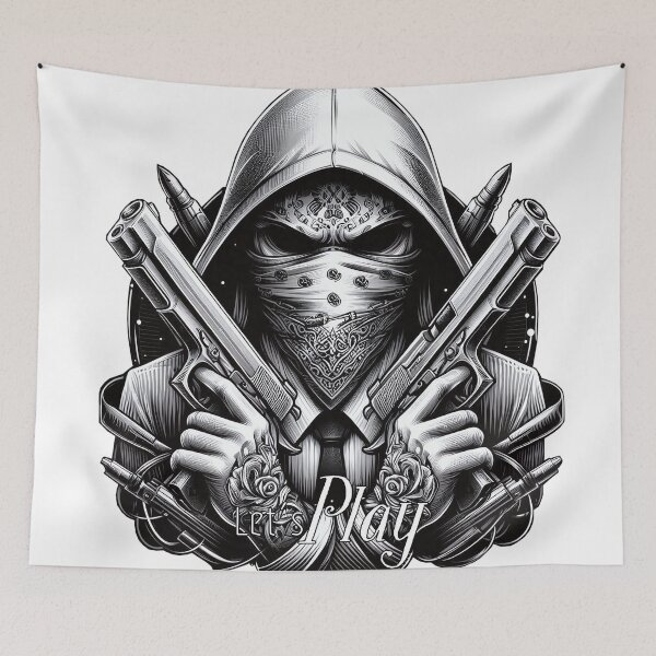 Item preview, Gangster with scarf and guns, Hip Hop, Lets Play designed and sold by Salimgor Hangaround Music.