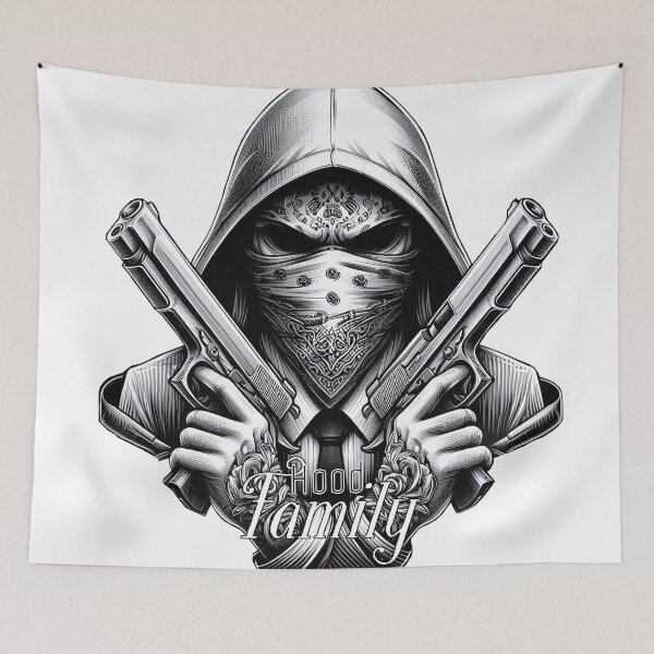 Item preview, Gangster with Scarf and Guns, Hip Hop, Hood Family V2 designed and sold by Salimgor Hangaround Music.