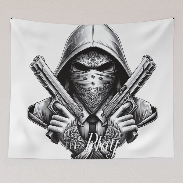 Item preview, Gangster with Scarf and Guns, Hip Hop, Lets Play V2 designed and sold by Salimgor Hangaround Music.
