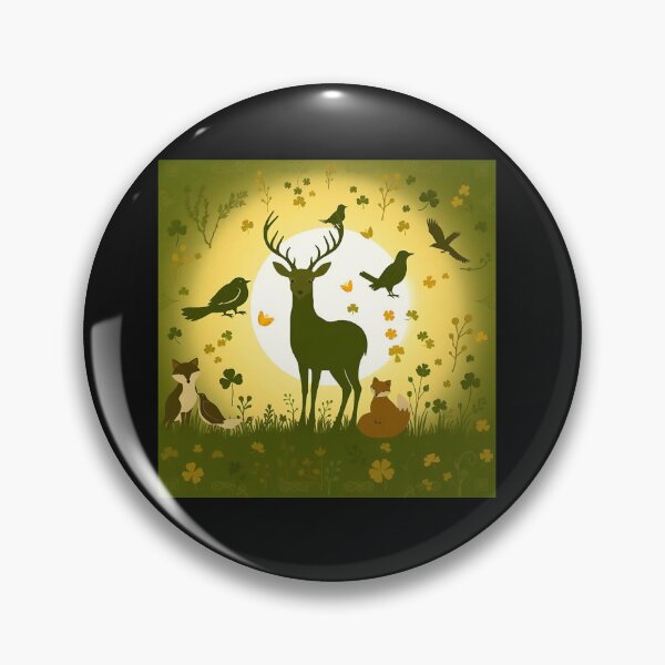 Item preview, wildlife deer, foxes, birds in a seamless pattern designed and sold by FestivityFinds.