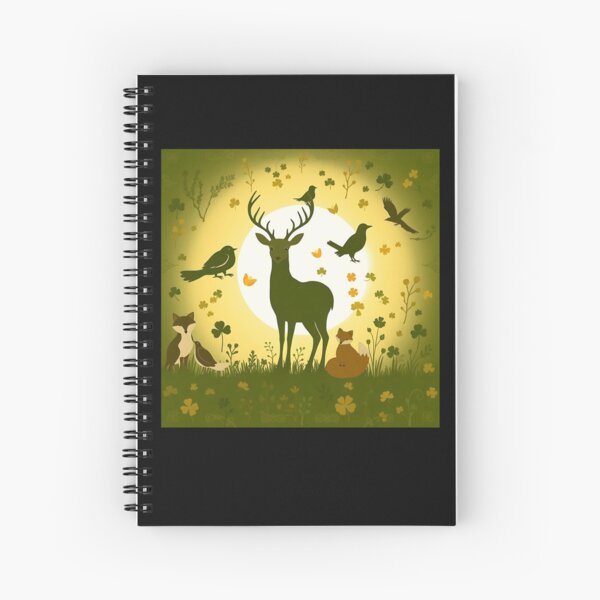 Item preview, wildlife deer, foxes, birds in a seamless pattern designed and sold by FestivityFinds.