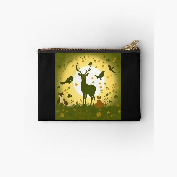 Item preview, wildlife deer, foxes, birds in a seamless pattern designed and sold by FestivityFinds.