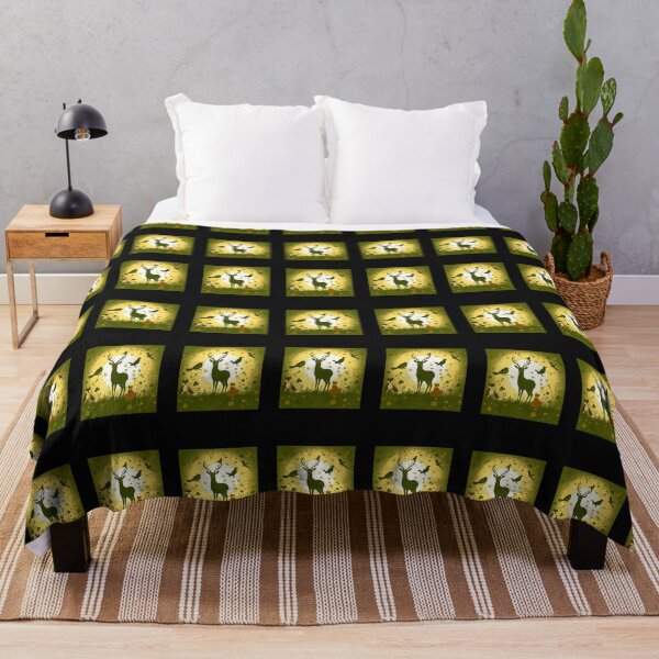 Item preview, wildlife deer, foxes, birds in a seamless pattern designed and sold by FestivityFinds.