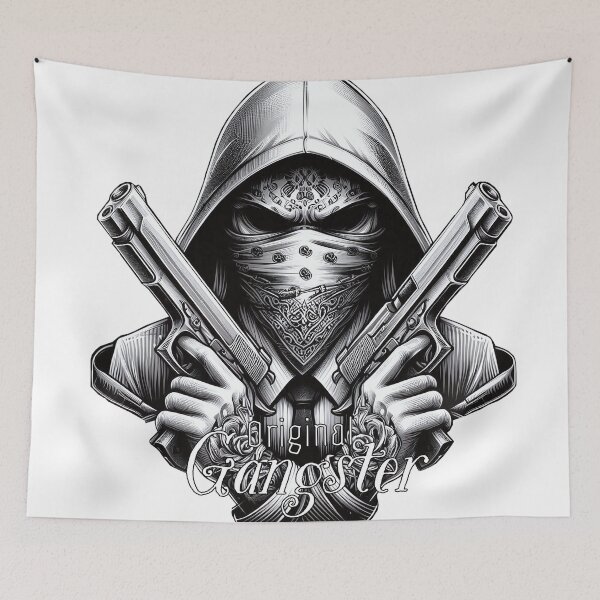 Item preview, Gangster with Scarf and Guns, Hip Hop, Original Gangster V2 designed and sold by Salimgor Hangaround Music.