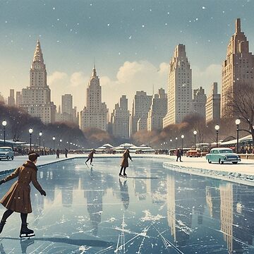 Artwork thumbnail, Vintage Art, Winter in New York – Ice Skating Nostalgia by PixelsArtist.com