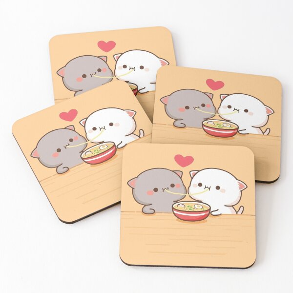 Item preview, Mochi And Milk Eating Together - Sugar And Peach Goma Couple 2025 designed and sold by BrightStreets.