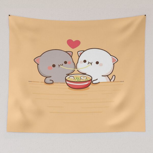Item preview, Mochi And Milk Eating Together - Sugar And Peach Goma Couple 2025 designed and sold by BrightStreets.