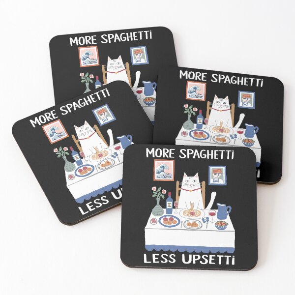Item preview, More Spaghetti Less Upsetti - Funny Cat and Pasta Art Print designed and sold by Damcoc.