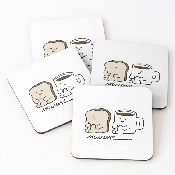 Item preview, bread guy and coffee cup guy on Monday designed and sold by superbaechoo.