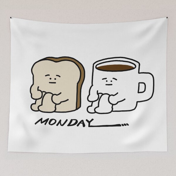 Item preview, bread guy and coffee cup guy on Monday designed and sold by superbaechoo.