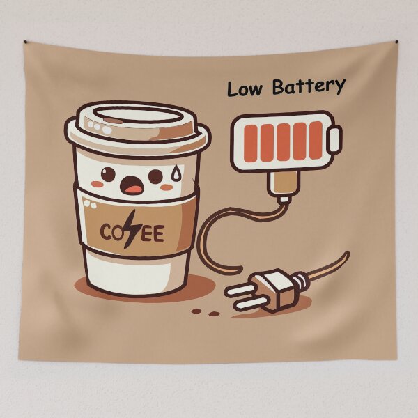 Item preview, Low Battery, Need Coffee designed and sold by Illustrator Bhaiya.